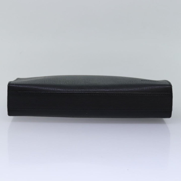 Burberry Clutch Bag Leather Black Auth 78411