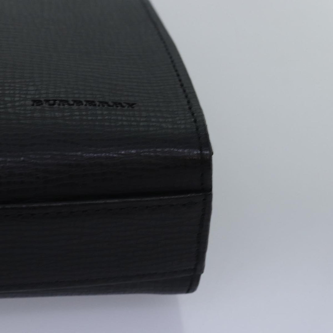 Burberry Clutch Bag Leather Black Auth 78411