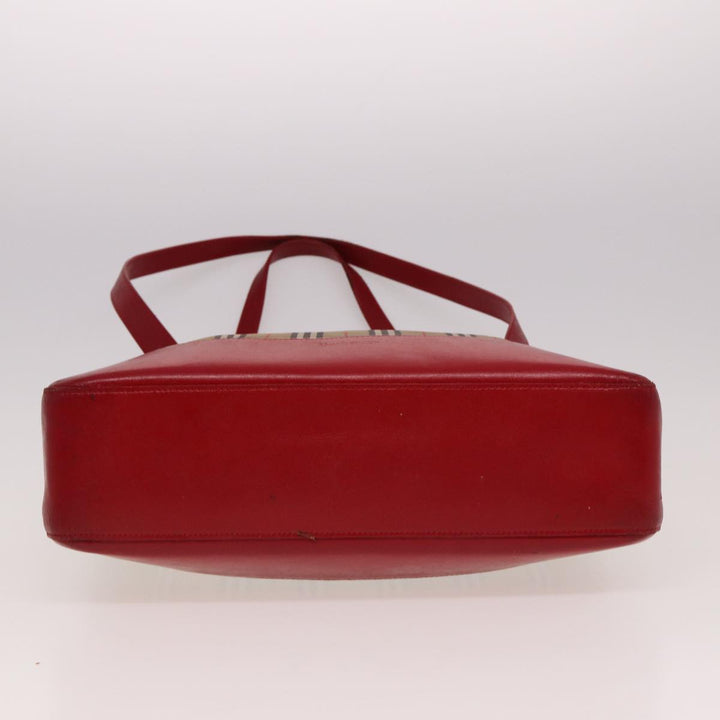 BurberrySs Nova Check Tote Bag Canvas Beige Red Auth 78424