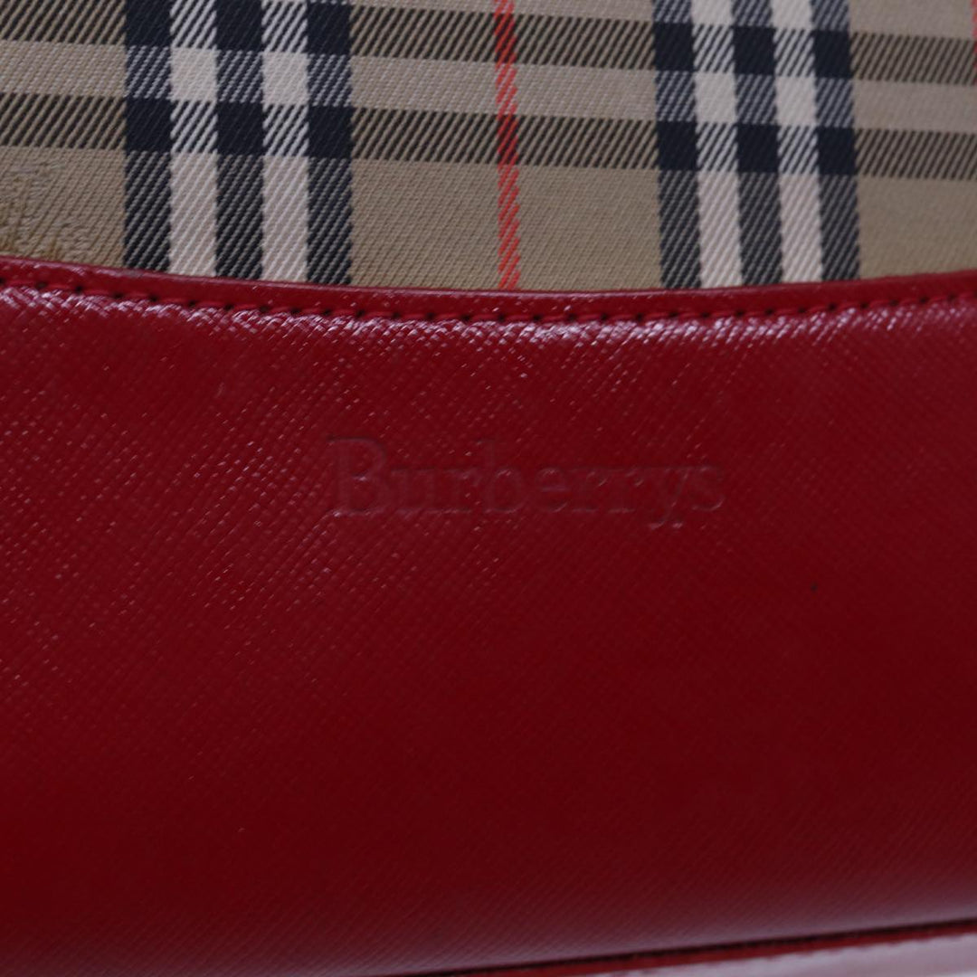 BurberrySs Nova Check Tote Bag Canvas Beige Red Auth 78424