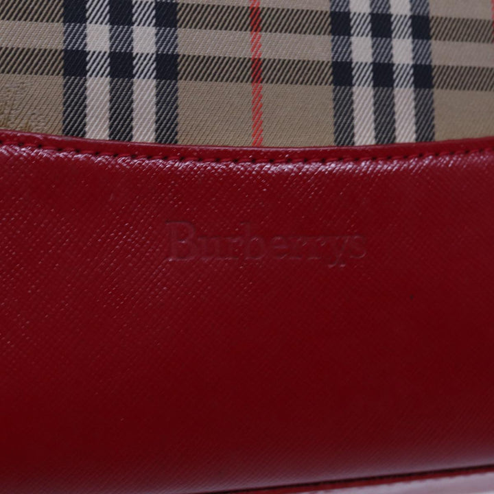BurberrySs Nova Check Tote Bag Canvas Beige Red Auth 78424