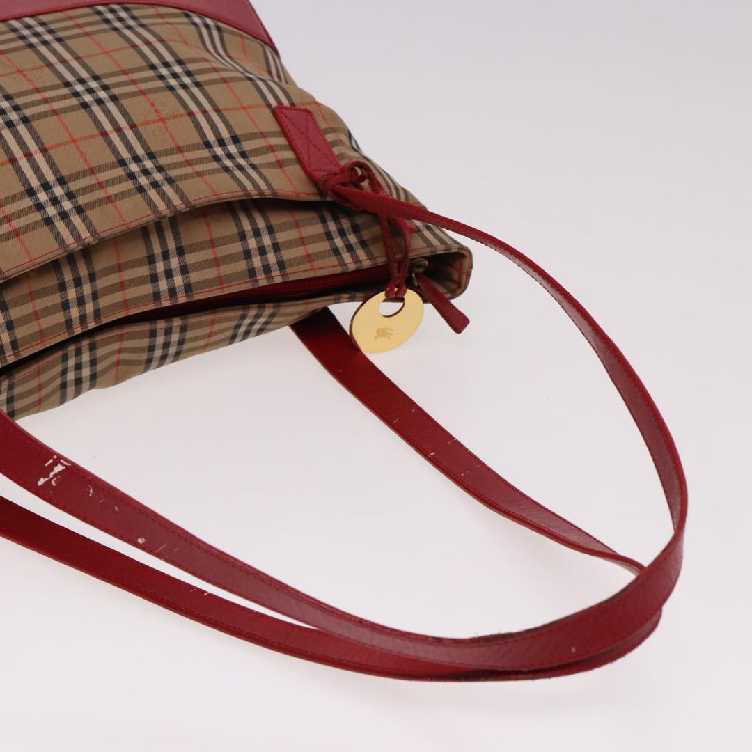 BurberrySs Nova Check Tote Bag Canvas Beige Red Auth 78424