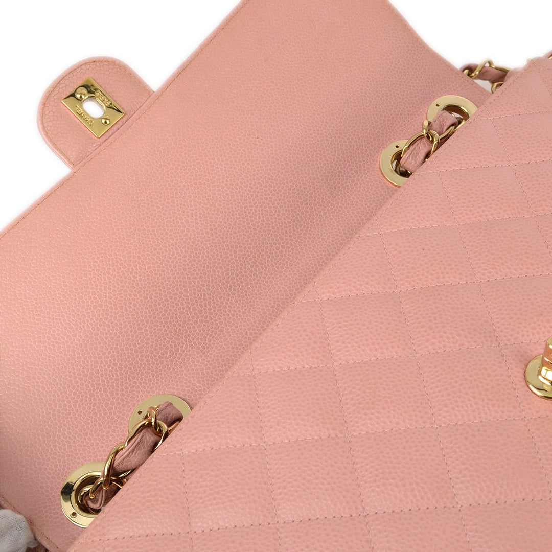 Top Quality Chanel 2003-2004 Pink Caviar Jumbo Classic Flap Shoulder Bag