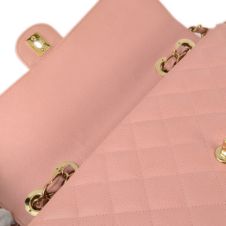 Top Quality Chanel 2003-2004 Pink Caviar Jumbo Classic Flap Shoulder Bag