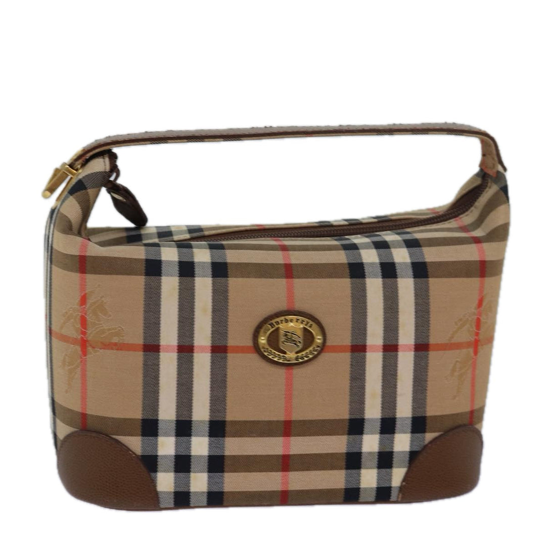 BurberrySs Nova Check Hand Bag Canvas Beige Auth 78457