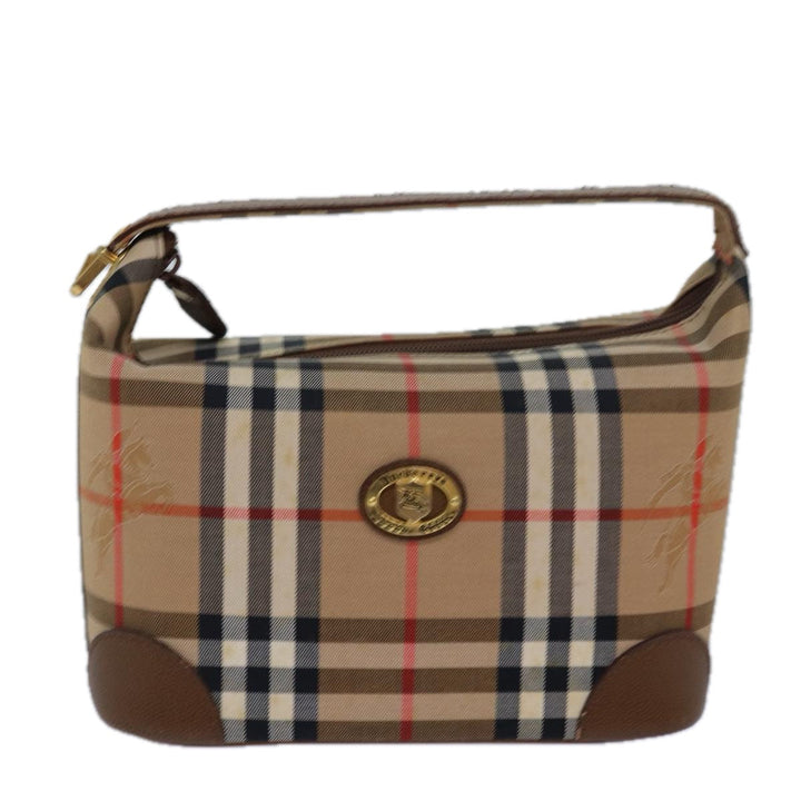 BurberrySs Nova Check Hand Bag Canvas Beige Auth 78457