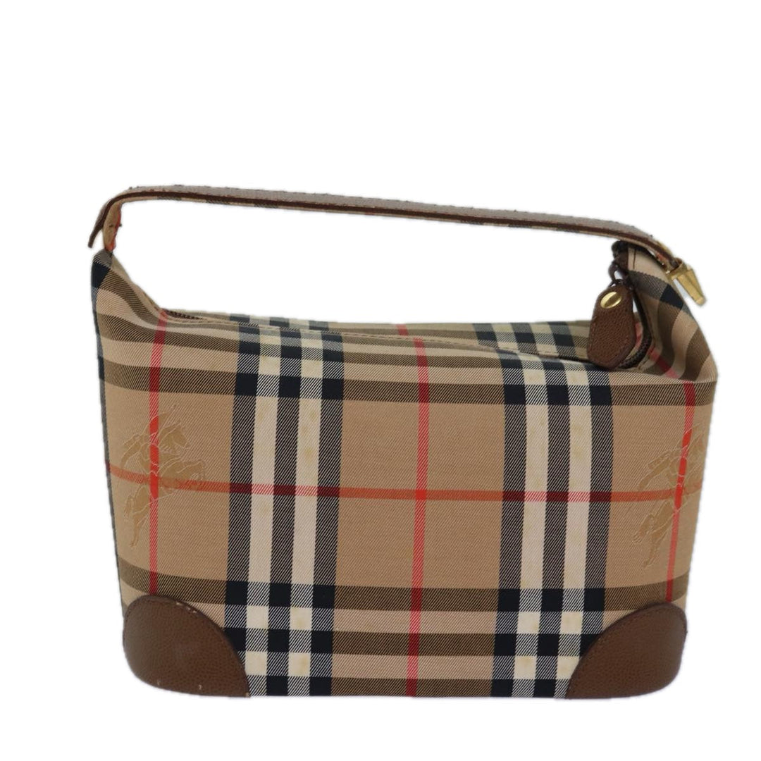BurberrySs Nova Check Hand Bag Canvas Beige Auth 78457