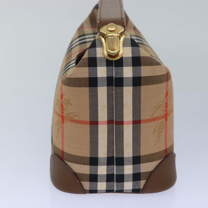 BurberrySs Nova Check Hand Bag Canvas Beige Auth 78457