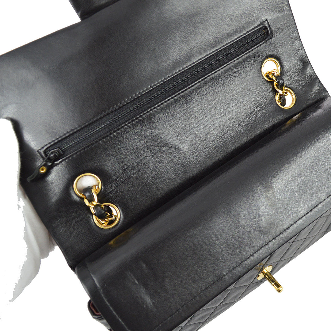 Top Quality Chanel 1991-1994 Classic Double Flap Medium Black Lambskin