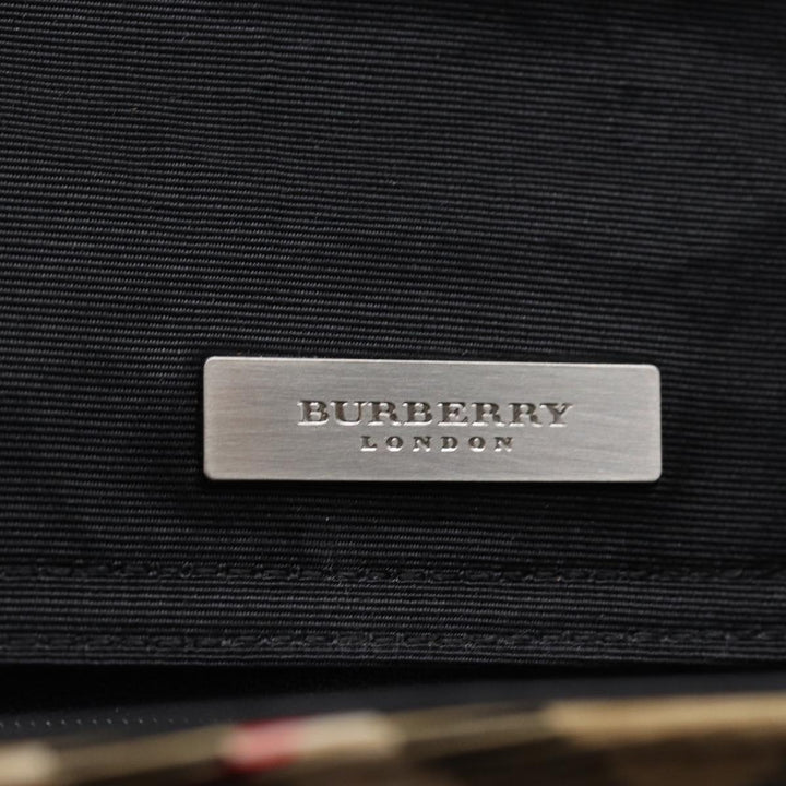 Burberry Nova Check Hand Bag Nylon Leather Beige Black Auth 78540