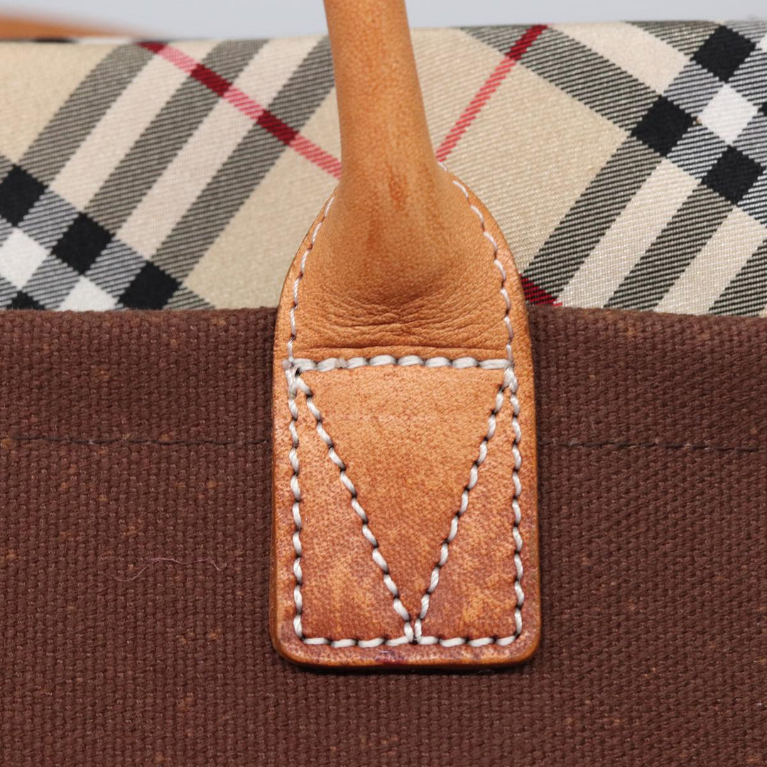 Burberry Nova Check Tote Bag Canvas Beige Brown Auth 78542
