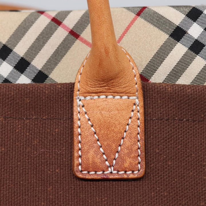 Burberry Nova Check Tote Bag Canvas Beige Brown Auth 78542