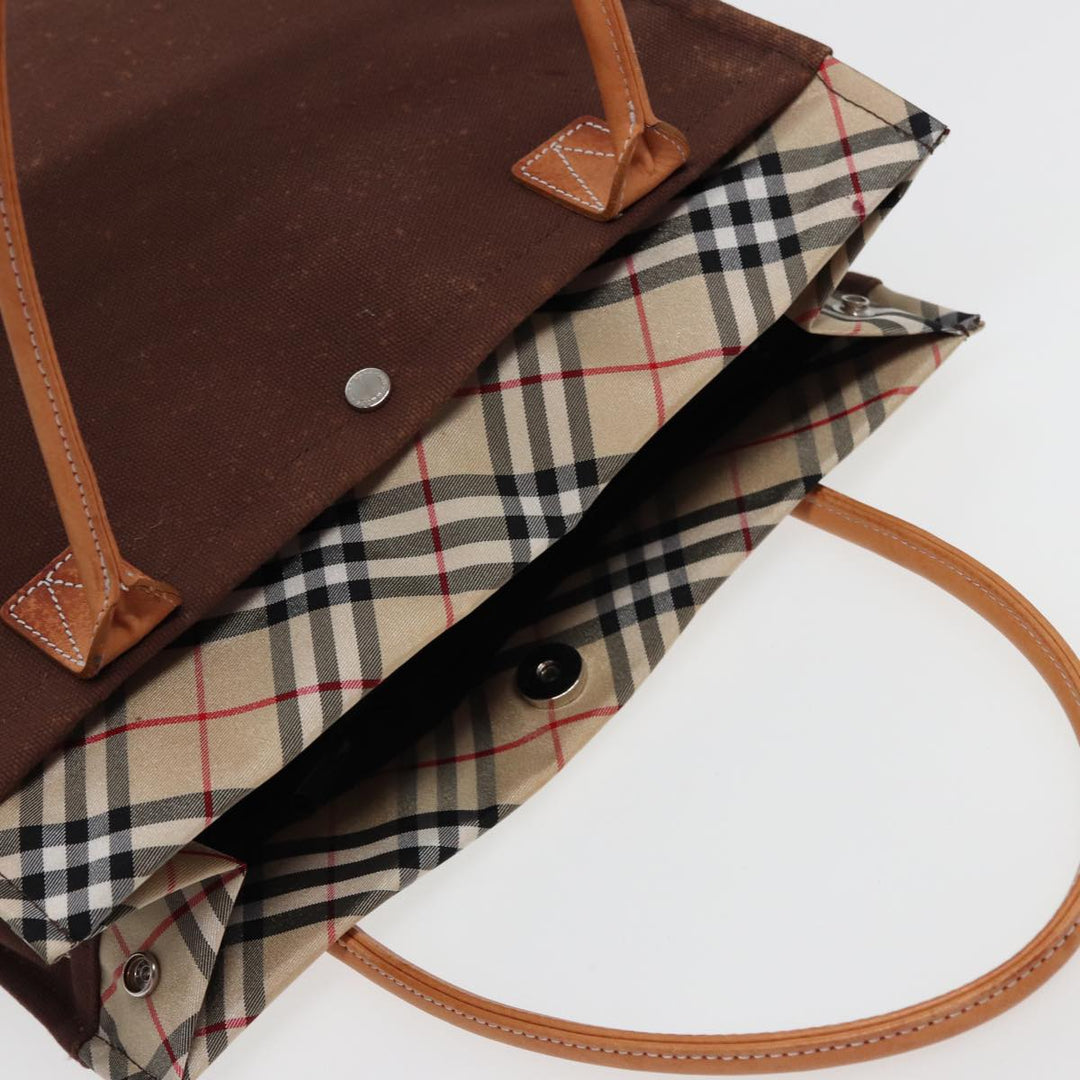 Burberry Nova Check Tote Bag Canvas Beige Brown Auth 78542