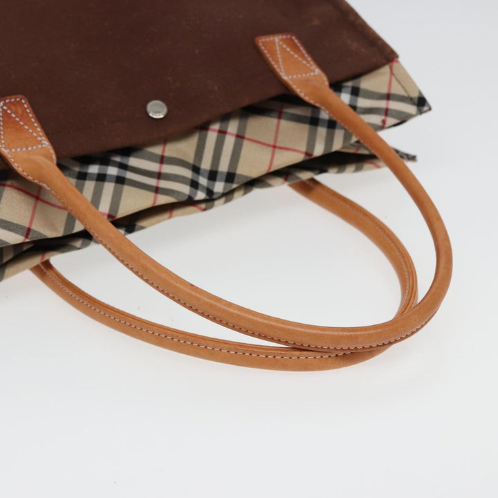 Burberry Nova Check Tote Bag Canvas Beige Brown Auth 78542