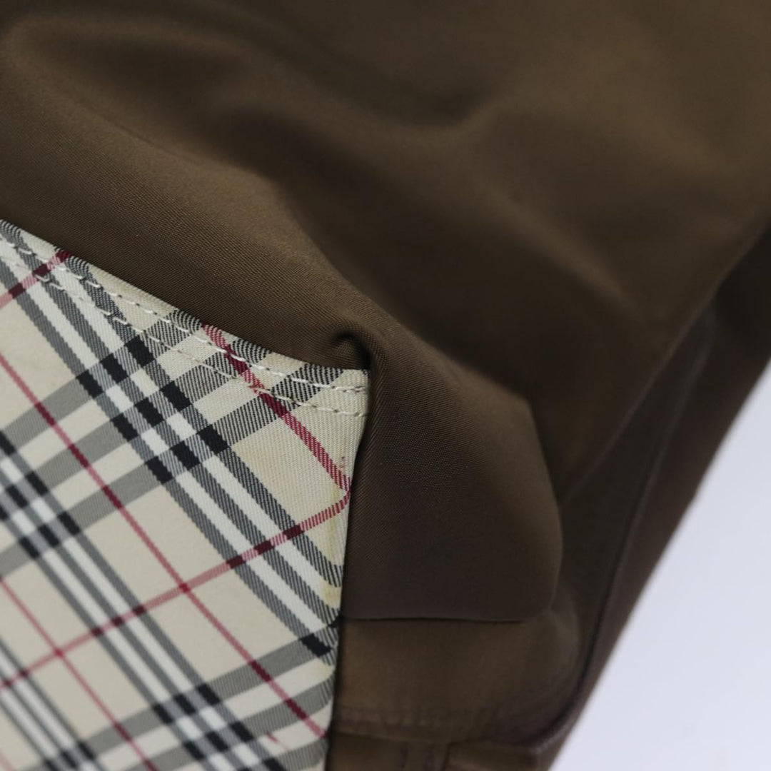 Burberry Nova Check Hand Bag Nylon Brown Auth 78543
