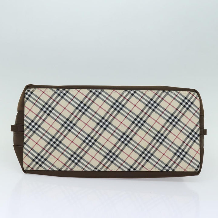 Burberry Nova Check Hand Bag Nylon Brown Auth 78543
