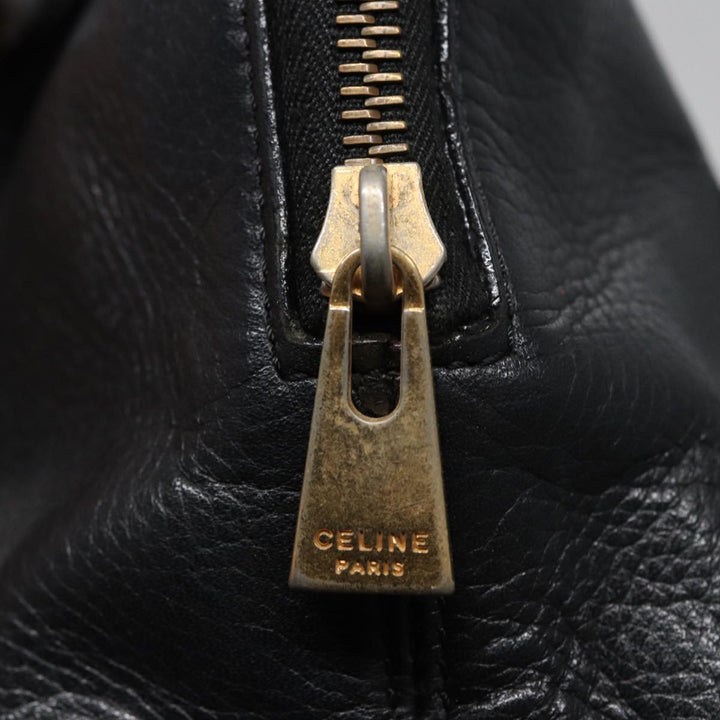 Celine Shoulder Bag Leather Black  78547