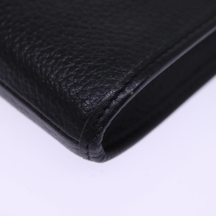 BurberrySs Clutch Bag Leather Black Auth 78604