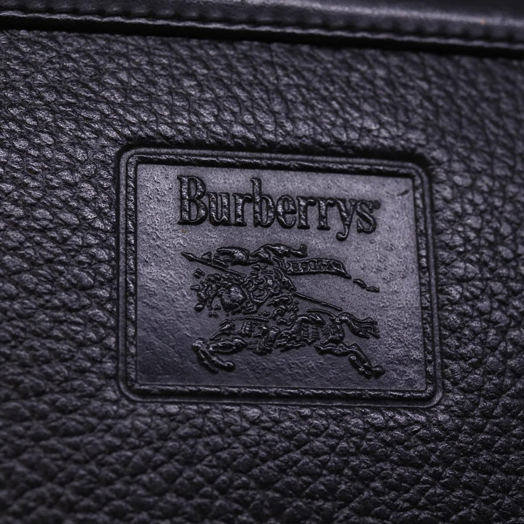 BurberrySs Clutch Bag Leather Black Auth 78604