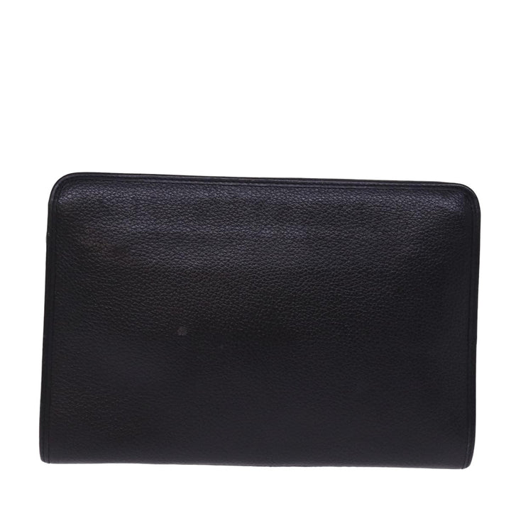 BurberrySs Clutch Bag Leather Black Auth 78604