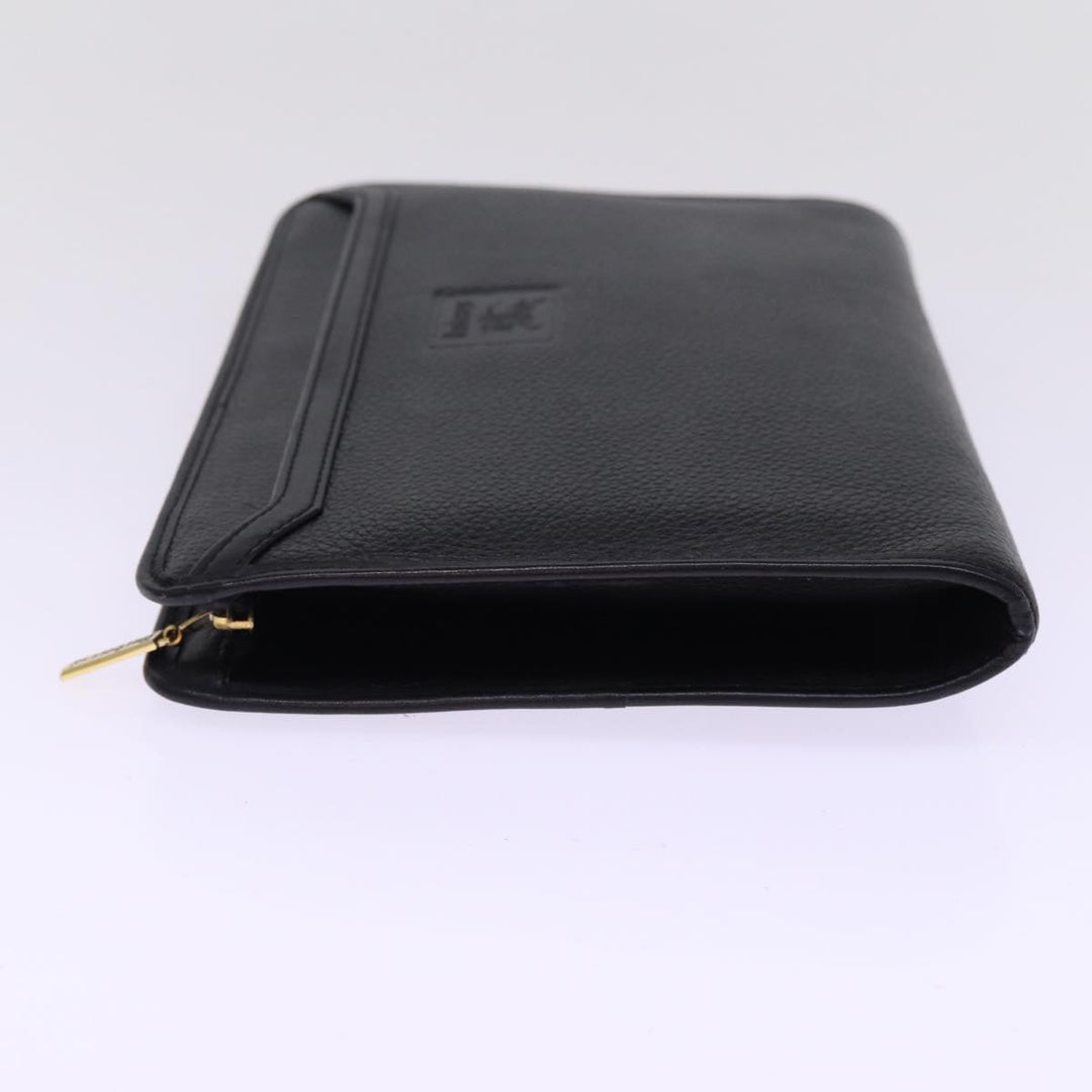 BurberrySs Clutch Bag Leather Black Auth 78604