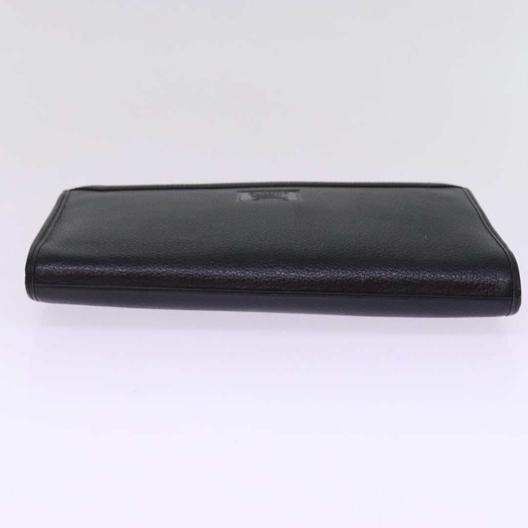 BurberrySs Clutch Bag Leather Black Auth 78604