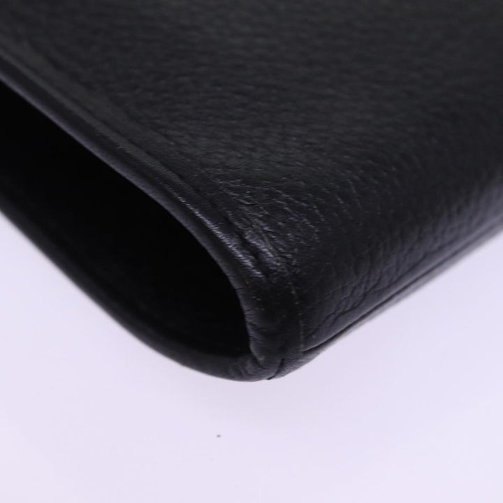 BurberrySs Clutch Bag Leather Black Auth 78604