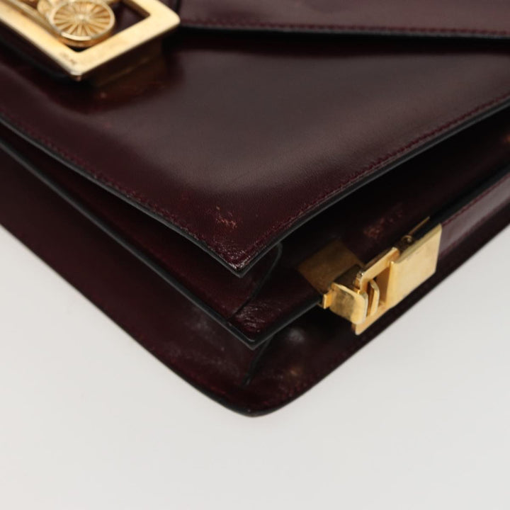 Celine Shoulder Bag Leather Wine Red  78766