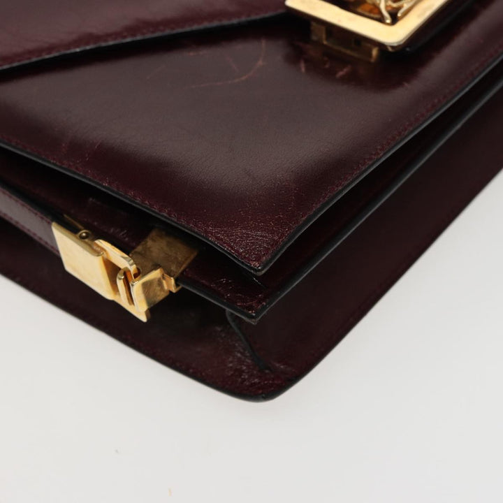 Celine Shoulder Bag Leather Wine Red  78766