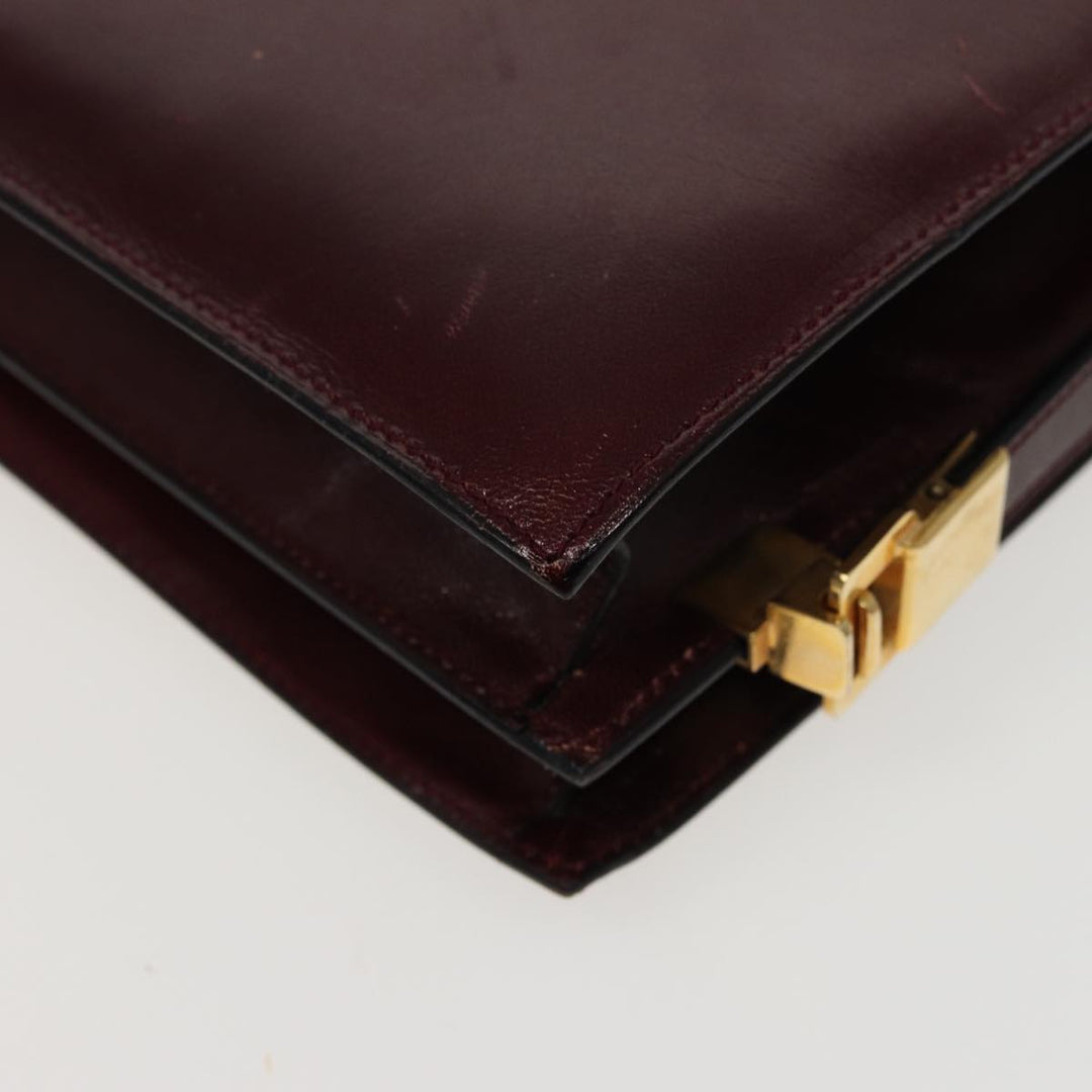 Celine Shoulder Bag Leather Wine Red  78766