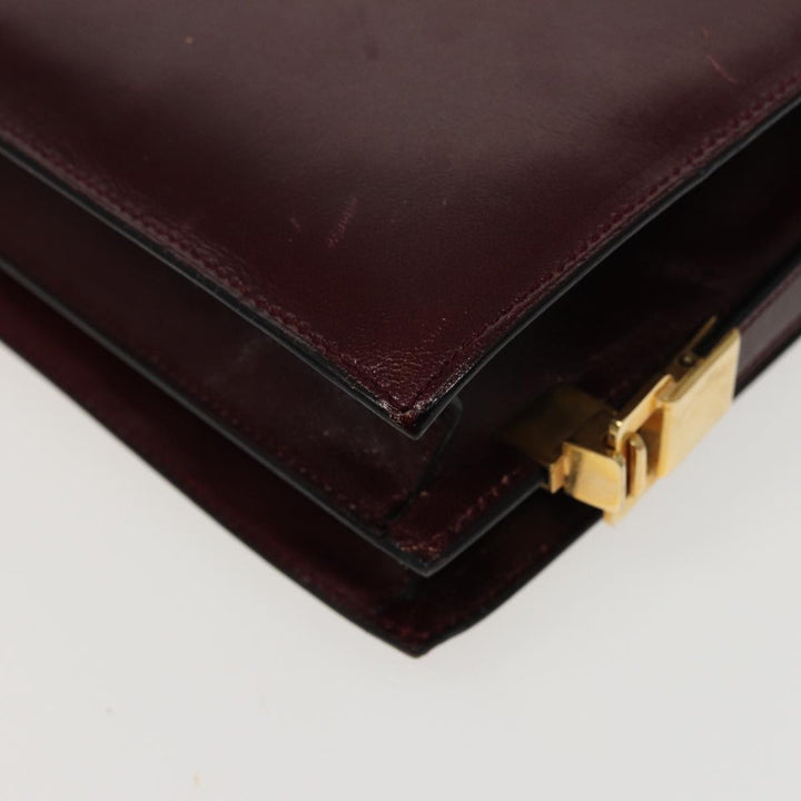 Celine Shoulder Bag Leather Wine Red  78766