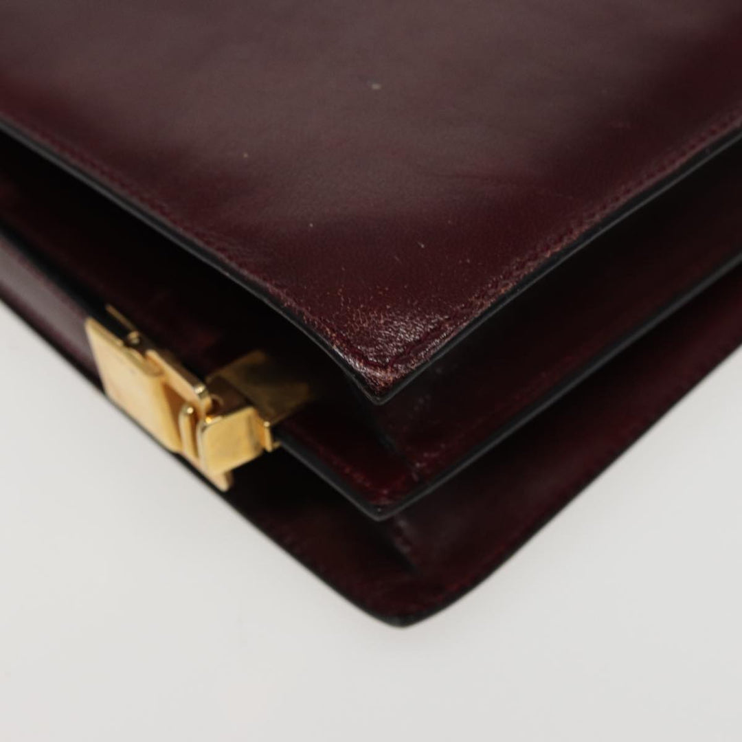 Celine Shoulder Bag Leather Wine Red  78766