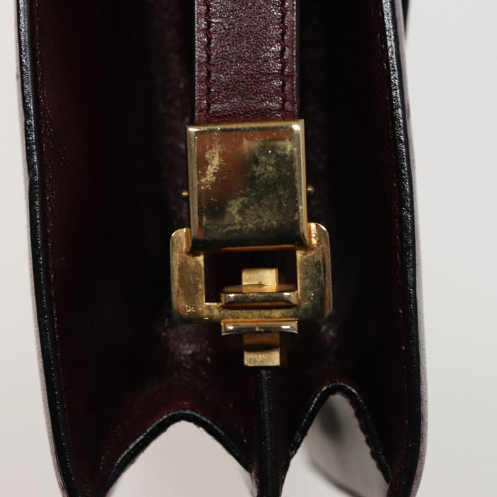 Celine Shoulder Bag Leather Wine Red  78766