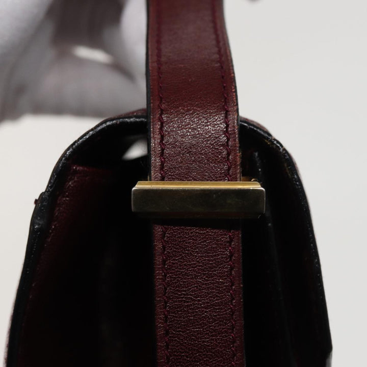 Celine Shoulder Bag Leather Wine Red  78766