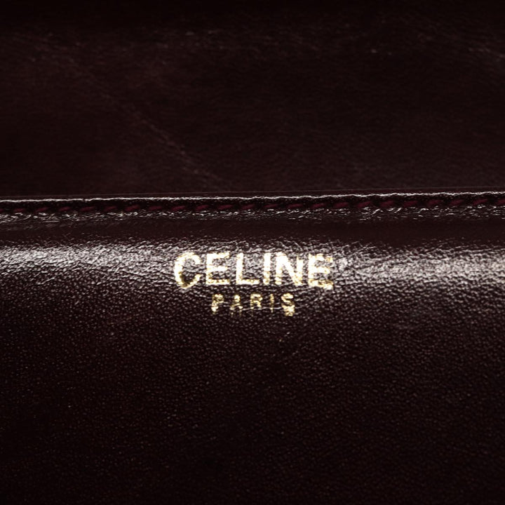 Celine Shoulder Bag Leather Wine Red  78766