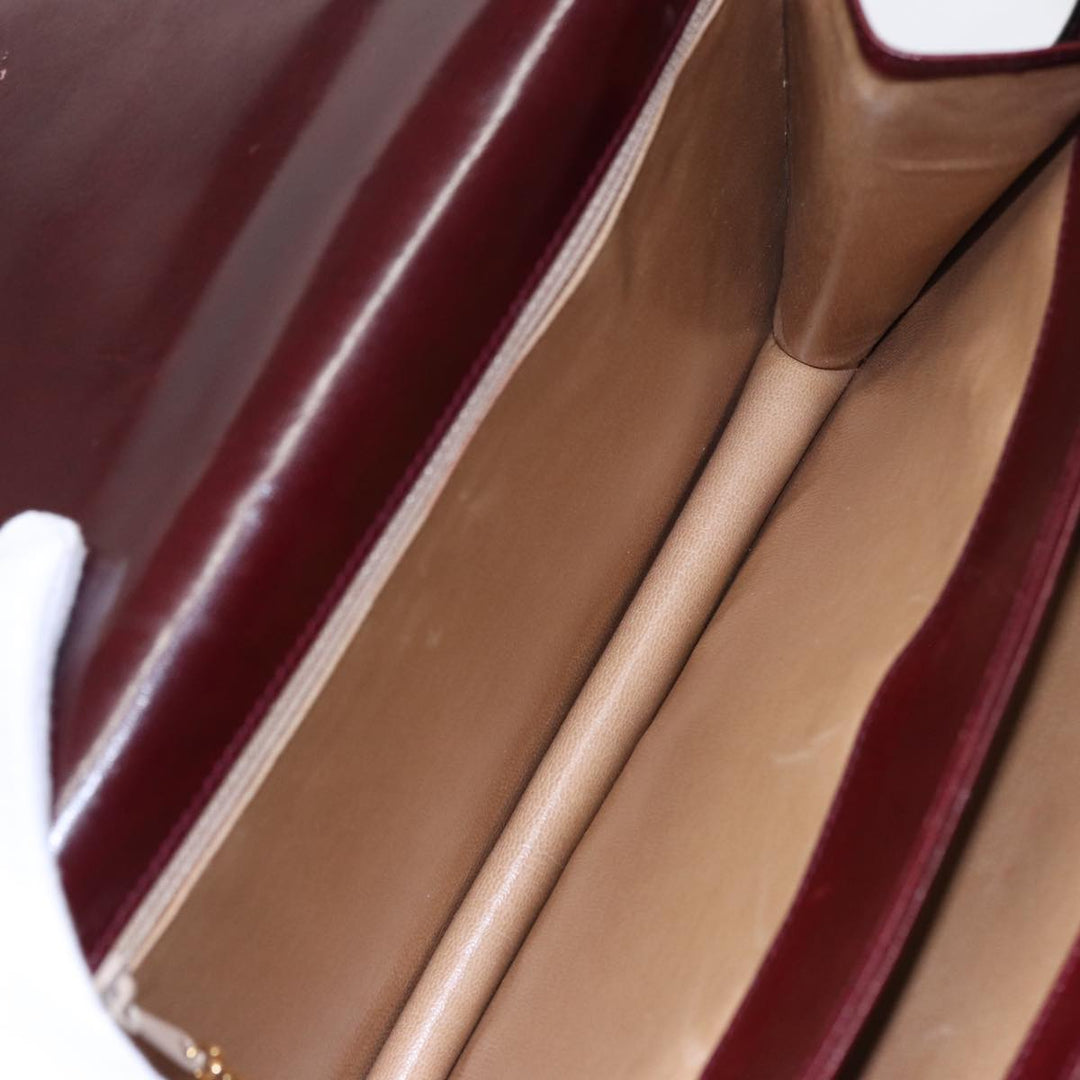 Celine Shoulder Bag Leather Wine Red  78766