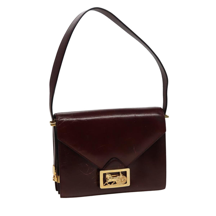 Celine Shoulder Bag Leather Wine Red  78766