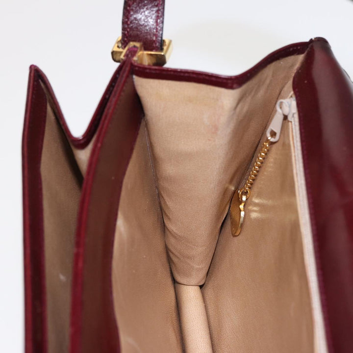 Celine Shoulder Bag Leather Wine Red  78766