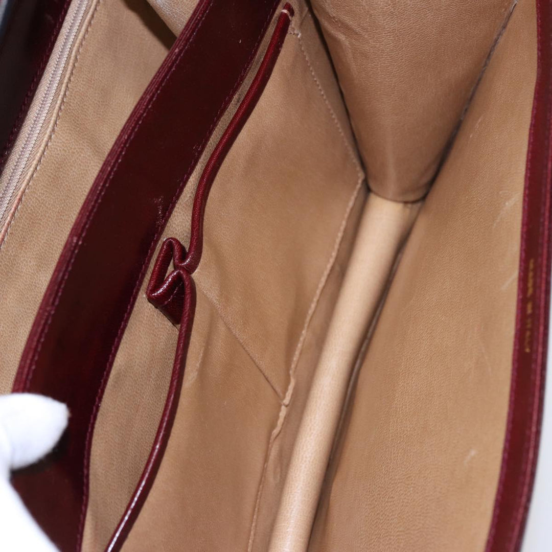 Celine Shoulder Bag Leather Wine Red  78766