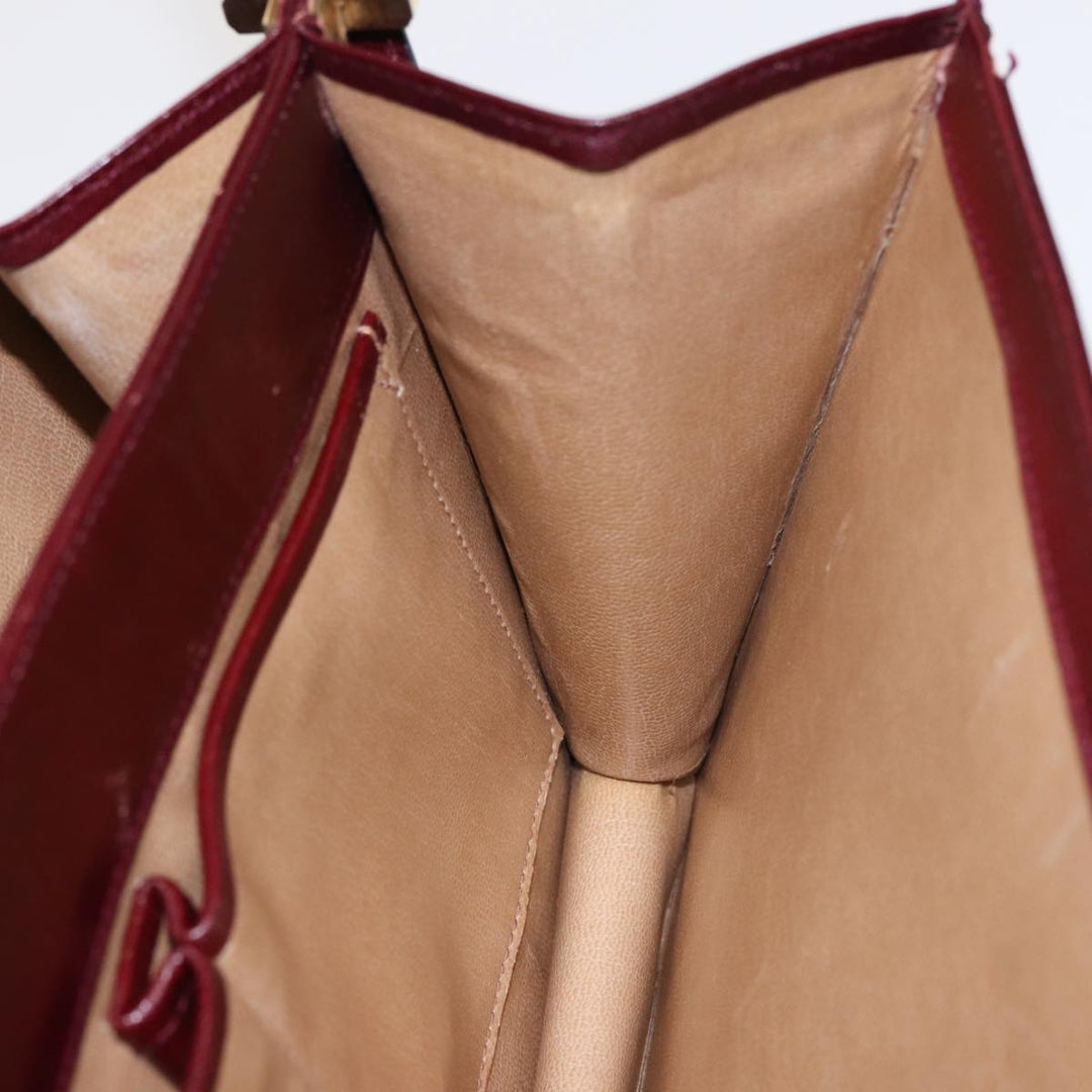 Celine Shoulder Bag Leather Wine Red  78766