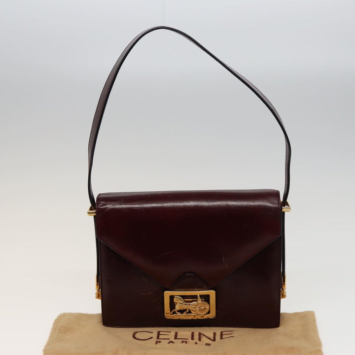 Celine Shoulder Bag Leather Wine Red  78766