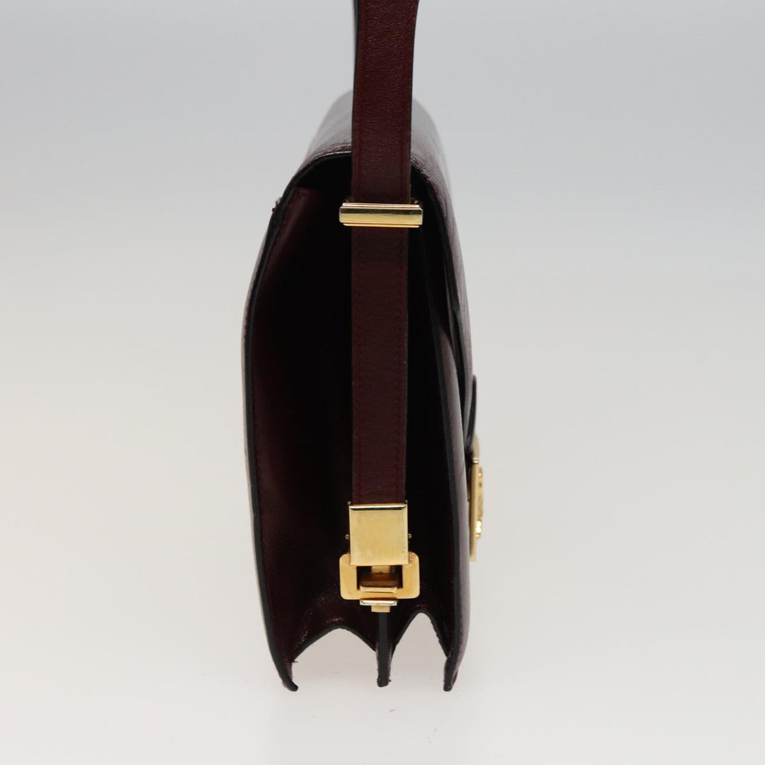 Celine Shoulder Bag Leather Wine Red  78766