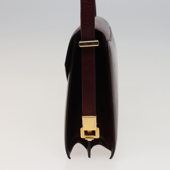 Celine Shoulder Bag Leather Wine Red  78766