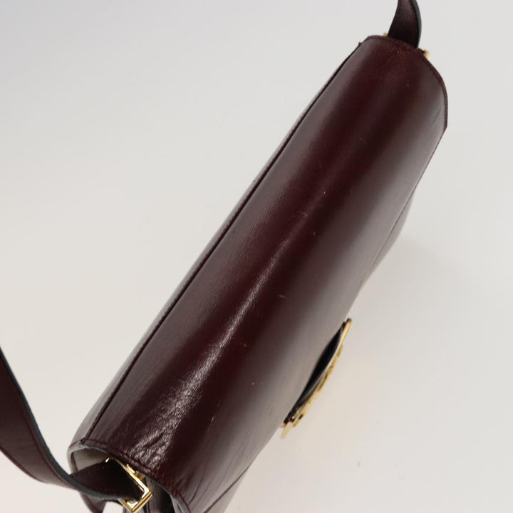 Celine Shoulder Bag Leather Wine Red  78766