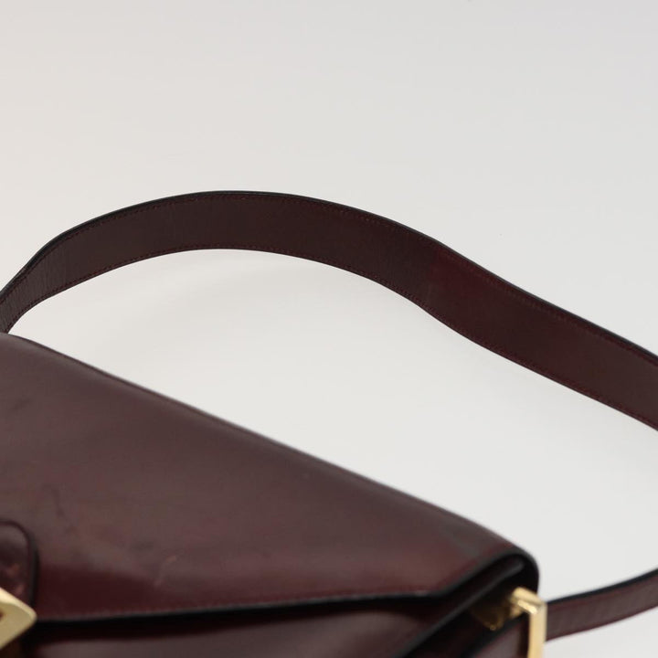 Celine Shoulder Bag Leather Wine Red  78766
