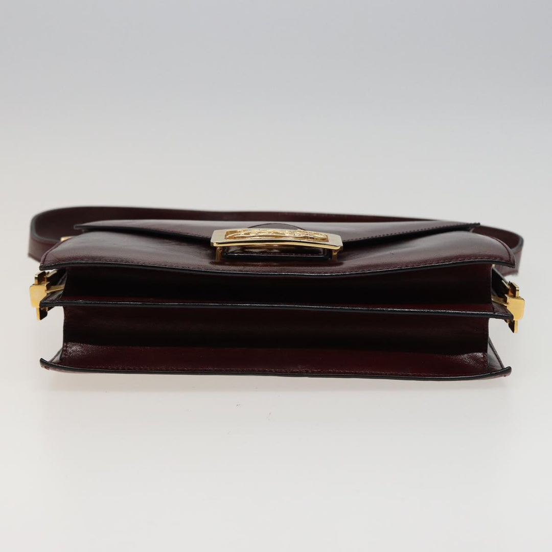 Celine Shoulder Bag Leather Wine Red  78766