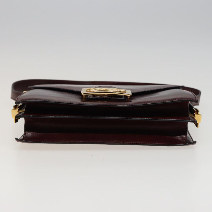 Celine Shoulder Bag Leather Wine Red  78766