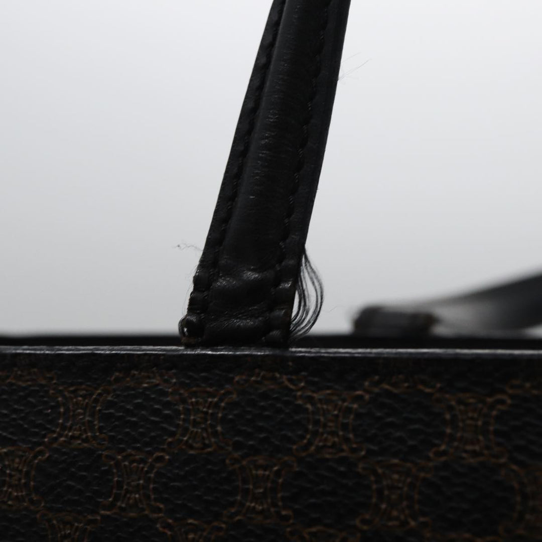 Celine Macadam Canvas Tote Bag PVC Black Auth 78829