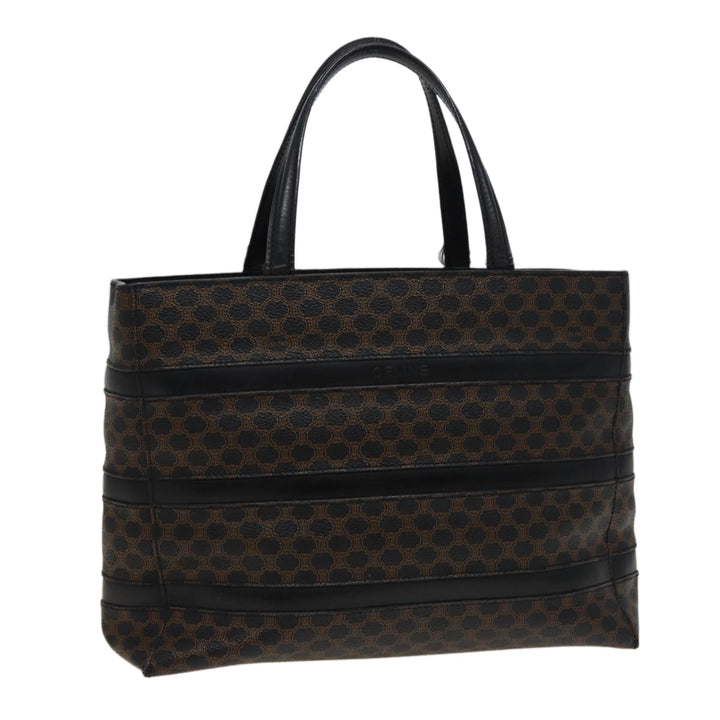 Celine Macadam Canvas Tote Bag PVC Black Auth 78829
