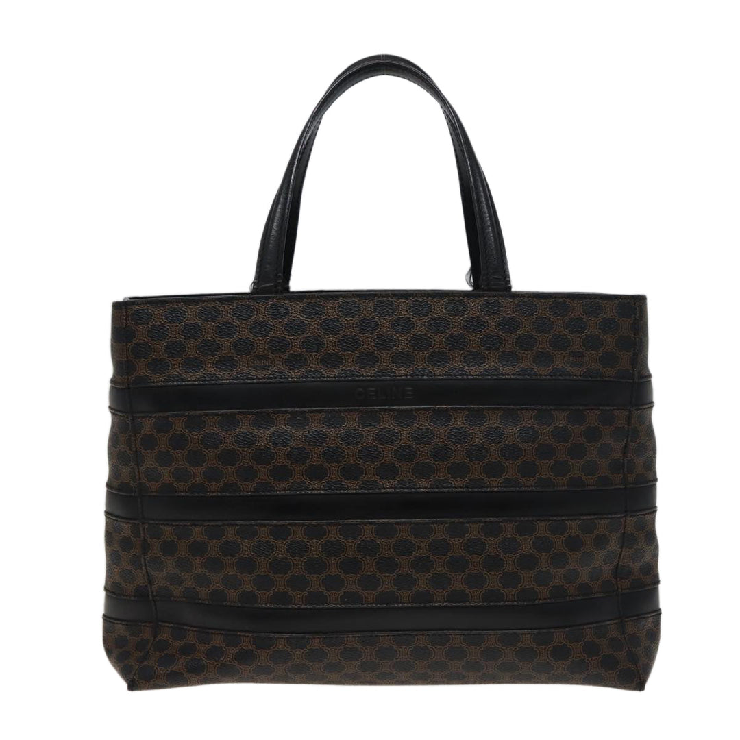 Celine Macadam Canvas Tote Bag PVC Black Auth 78829